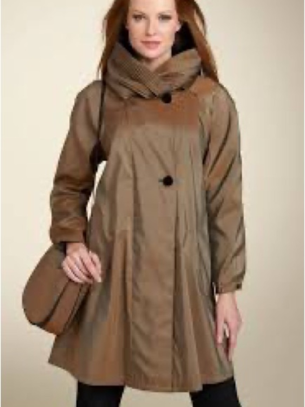Myra Pac Reversible Donnatella Pleat Hood Rain Coat in Bronze/Black
